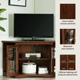 thumbnail image 5 of Leick Home Solid Wood Corner 2-Door TV Stand with Storage for TVs up to 50", Mission Oak, 5 of 14