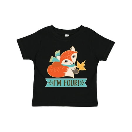 

Inktastic 4th Birthday Fox 4 Year Old Gift Toddler Boy or Toddler Girl T-Shirt