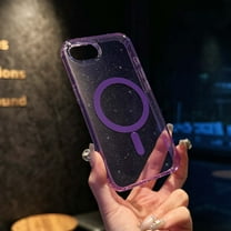 For iPhone 16e Bling Glitter Case Women Girls, Anti-Yellow Shockproof Crystal Phone Case, Compatible with MagSafe Anti-Scratch TPU Bumper Cover for iPhone 16e, Purple