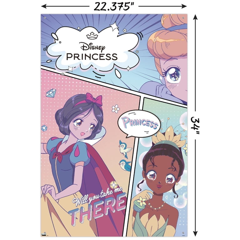 Disney Princess: Manga - Faces Wall Poster with Push Pins, 22.375