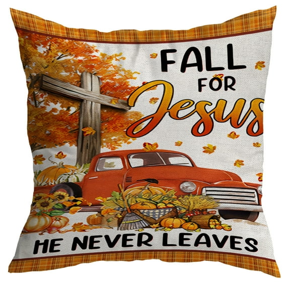 Halloween Pillows, Halloween Decoration Fall for Jesus Pumpkin Cowboy Hat Pillow Insert, 18X18