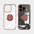 thumbnail image 2 of ELEHOLD for iPhone 16 Pro Plating Clear Case,Transparent Case with Ring Holder Kickstand Work with Magnetic Car Mount Shockproof  Protective Cover Phone Case for iPhone 16 Pro,Rosegold, 2 of 6
