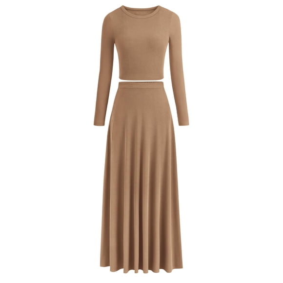 Vestido PRETTYGARDEN Conjunto de 2 Piezas Top Corto y Falda de Punto Acanalado Talla L