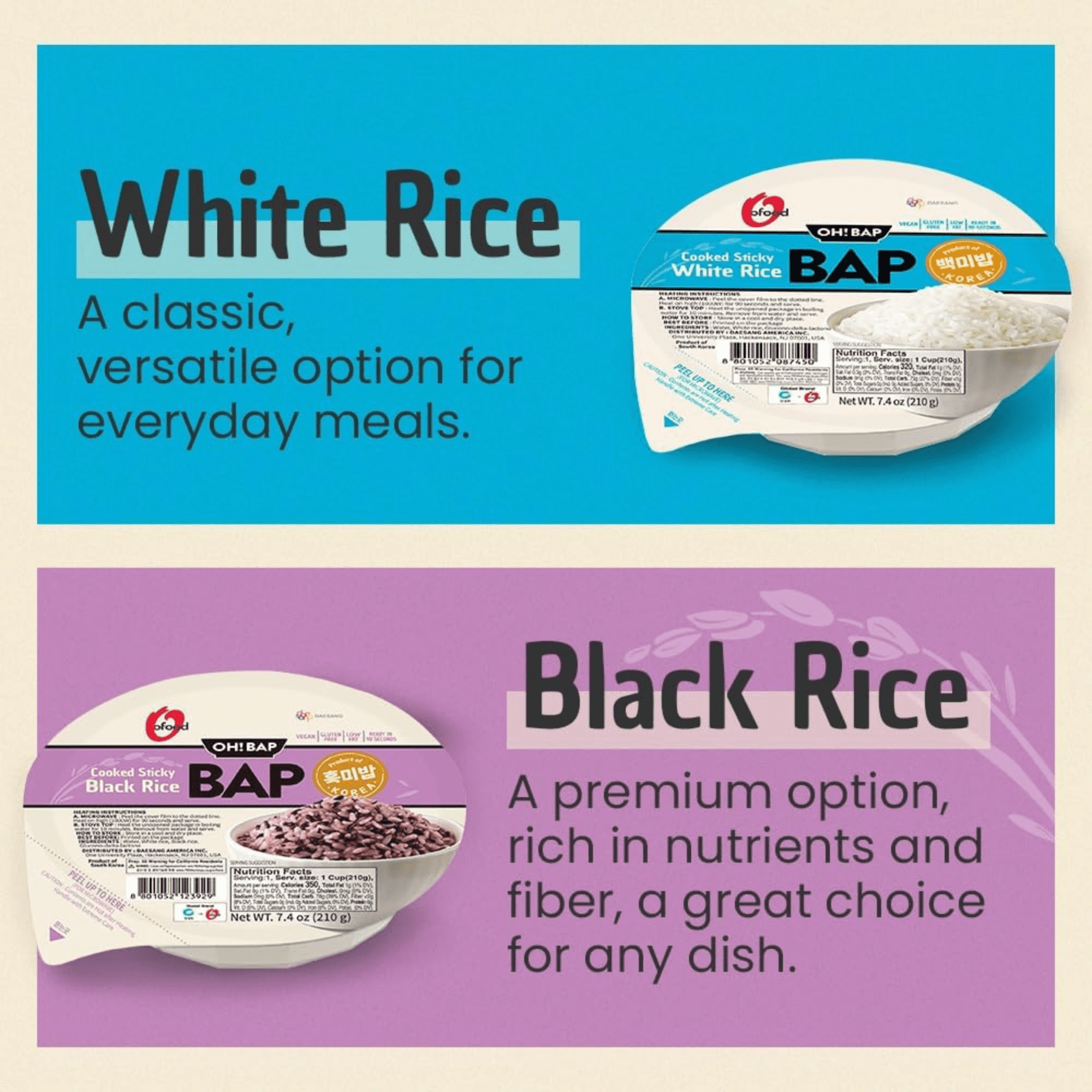 Chung Jung One O'Food BAP, Cooked Sticky White Rice, Ready to Eat, Microwave Safe, Pack of 12