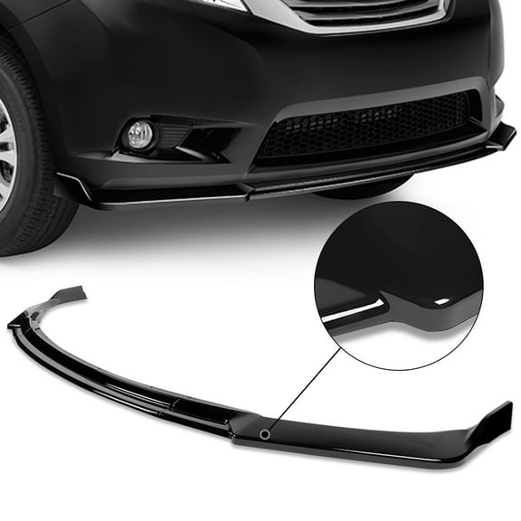 For 2011 to 2015 Toyota Sienna 3Pcs Gloss Black Finish MP-Style Car Front Bumper Lip Guard Body Kit 12 13 14
