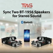 QFX BT-1956 RETRO TRUCK DUAL 2” BLUETOOTH SPEAKER WITH BASS RADIATOR AND ON-THE-GO LED LIGHTS (Black)
