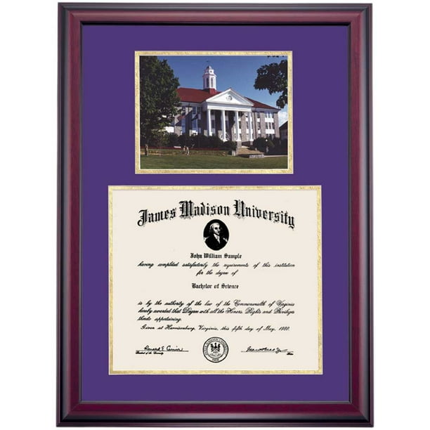 OCM Diploma Frame James Madison University Duke Displays Diploma Certificate Purple/Gold