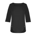 thumbnail image 4 of Spring Tops for Women Ladies Tops 3/4 Sleeve Fashion Women Solid T-shirt Mid-length 3/4 Sleeve Blouse Round Neck Casual Tops, 4 of 5