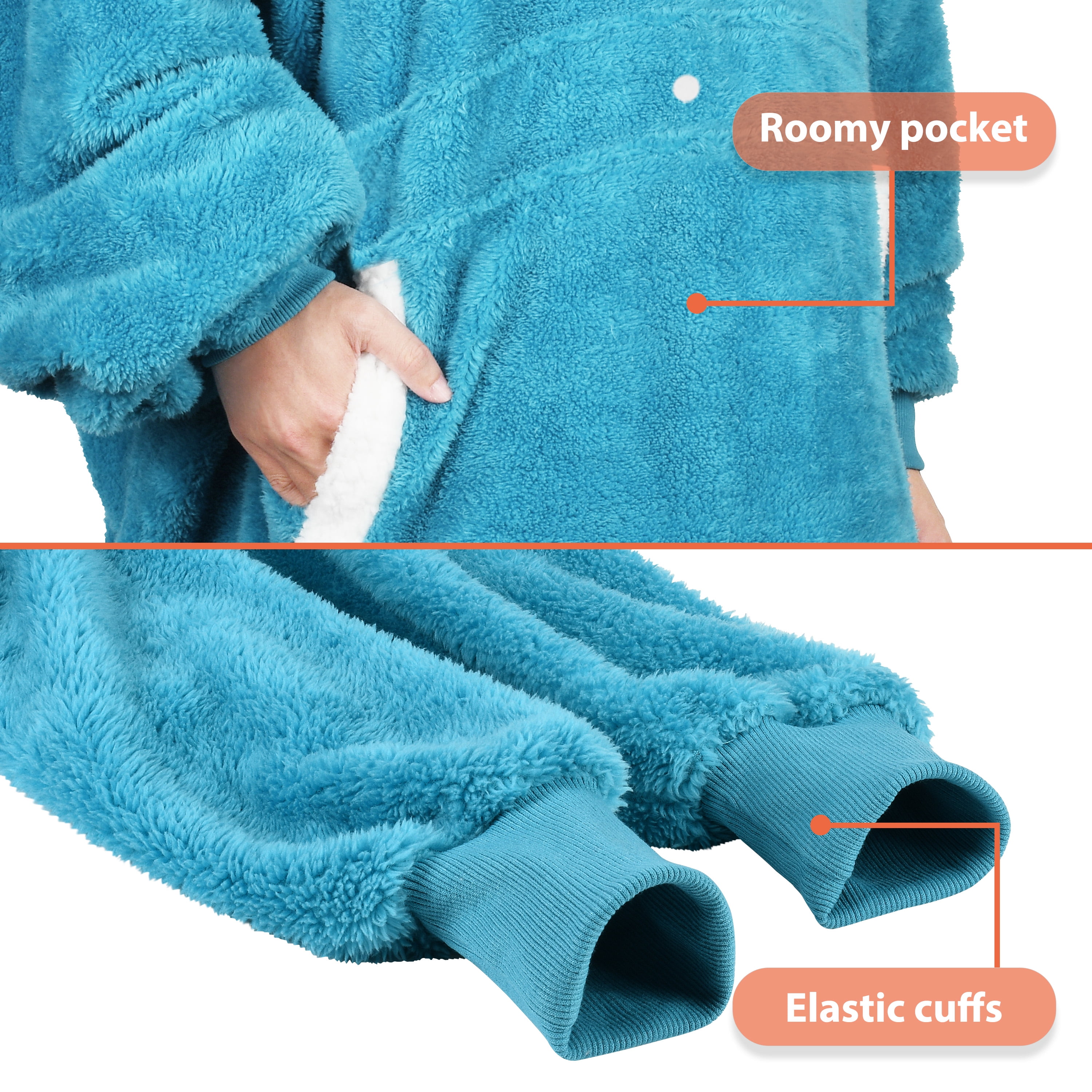 Catalonia Oversized Hoodie Blanket Sweatshirt,  Wearable Sherpa Fleece Giant Pullover for Adults Men Women Teenagers Wife Girlfriend Gift