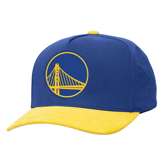 Men's-Mitchell & Ness  Blue/Gold Golden State Warriors May Flowers Adjustable Hat