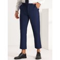 thumbnail image 2 of Pantalones recortados para hombre Pantalones de vestir hasta el tobillo de color sólido con parte delantera plana y ajuste delgado Azul marino 32, 2 of 6