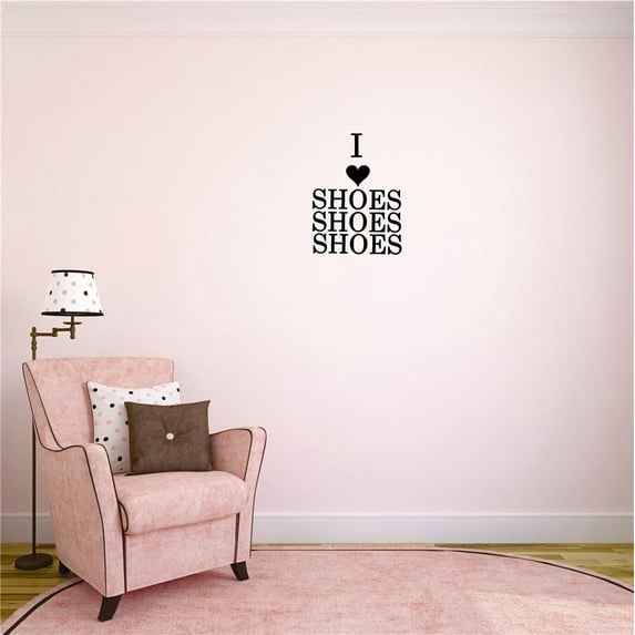 Decal Wall Sticker I Heart Shoes Shoes Shoes Teen Girls Fashion Wardrobe Bedroom Closet Quote Home Decor Picture Art 10 x 20 Inches