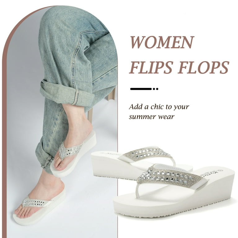 Glitter Slippers Women Summer Checkered Sandals Fashion Bling Female Flip  Flops Platform Slide Outdoor Beach Diamond Flat Shoes