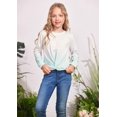 thumbnail image 4 of Oudiya Girls Twist Front Tie Dye Sweatshirt Casual Long Sleeve Pullover Crop Tops for Kids 4-12Y, 4 of 6