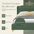 thumbnail image 3 of GDF Studio Luxurious Faux Leather Upholstered Platform Queen Bed Frame with Gold Metal Accents, Sturdy Wood & Metal Frame, Green, 3 of 9