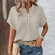 thumbnail image 5 of Sudadera con cremallera,Blusa de manga corta con cuello en V para mujer, color liso, informal, holgada, con bolsillo, tela suave y transpirable para uso diario, sopatenor, 5 of 9