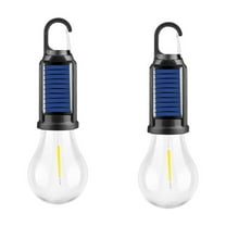 Fnochy Solar Rechargeable Outdoor Camping Light Bulb - Waterproof Warm LED with Type-C, Portable Shatterproof Hanging Ambient Lighting for Backpacking Fishing Yard Decor - 2PCS