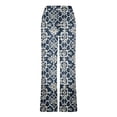 thumbnail image 6 of Tnhcen Women's Imitated Denim Print High Waist Flare Leg Pants, Button Pocket Zipper Casual Trousers, Elegant Vintage Wide Leg Pants S-5XL, 100% Polyester Twill, 6 of 6