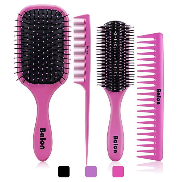4Pcs Hair Brushes for Women, Hair Comb for Women and Detangling