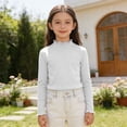 thumbnail image 2 of Xijirk Girls Shirts,Ribbed Long Sleeve Shirt Soft Stretch Blend Tee for Kids Comfortable Casual Top with Classic Fit for Daily Layering,Boys Shirts,13-14 Years,White, 2 of 4