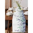 thumbnail image 4 of Eucalyptus Leaves Table Runner Cotton Linen 60 Inch Holiday Dresser Scarves, Purple Green Botanical Vines Floral Tablerunner for Kitchen Coffee Dining Bedroom Dinner Scarf Décor 13''x60'', 4 of 9