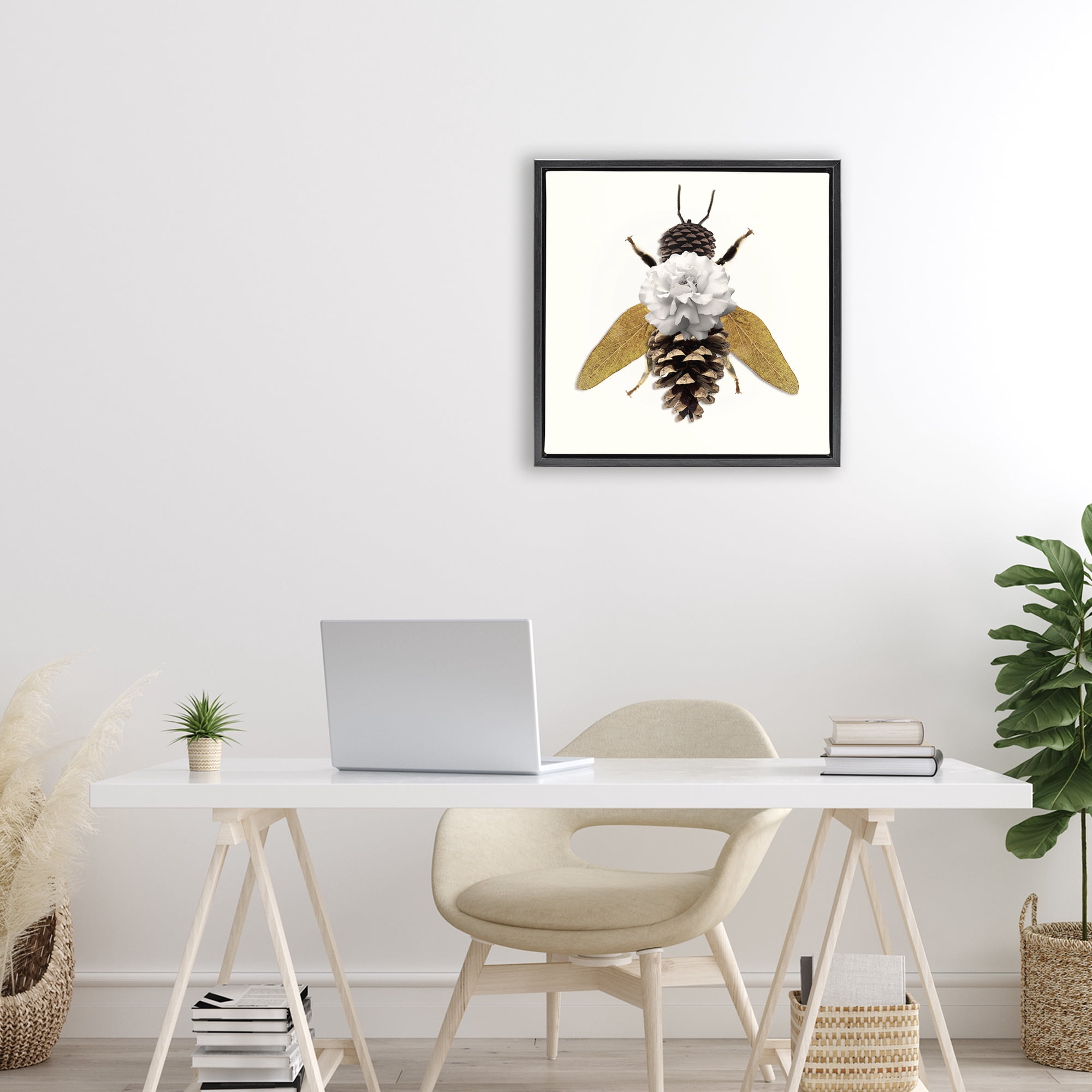 Nature Constructed Bee Black Framed Floater Canvas Wall Art, design by Sasha