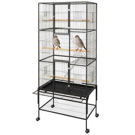 TEQIN 69'' Extra Large Bird Cage,Rolling Parakeet Cages, Big Bird Cage Wide Birdcage For Parrots Cockatiels Conure Budgie Canary Finch Lovebird