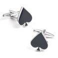 thumbnail image 1 of Gemelos con forma de corazón Ace of Spades para hombre, esmaltados en negro, 1 of 3