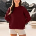 thumbnail image 3 of Women's Ribbed Knit Sweater Oversized Crewneck Long Sleeve Casual Pullover (Wine, 2XL), 3 of 4