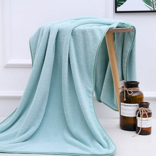 Nvzi Toallas 1 pieza 23,62 x 47,24 pulgadas Toallas de ducha perfectas para todos los días, livianas, toallas de secado rápido Toalla de baño de vellón coral para su baño (verde)