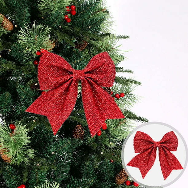 Xihbxyly Lazo Navideño de Fibra de Poliéster Rojo, Exquisita Decoración Navideña, Versátil para Árbol o Regalo, Perfecto para Decoración Del Hogar o Fiesta, Tamaño 14 X 15 X 1 Cm, Una Opción de Regal