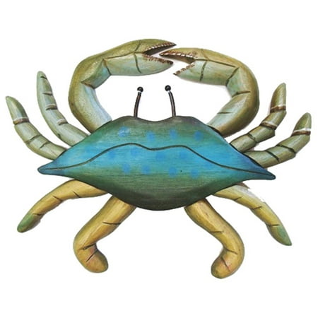 Coastal Carved Wood and Metal Maryland Blue Crab 12 Inch ...