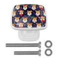 thumbnail image 1 of 4 Pieces Set Drawer Pulls Handle Square Wardrobe Cabinet Knobs with Stainless Steel Screws Furniture Kitchen Decor, 1 of 5