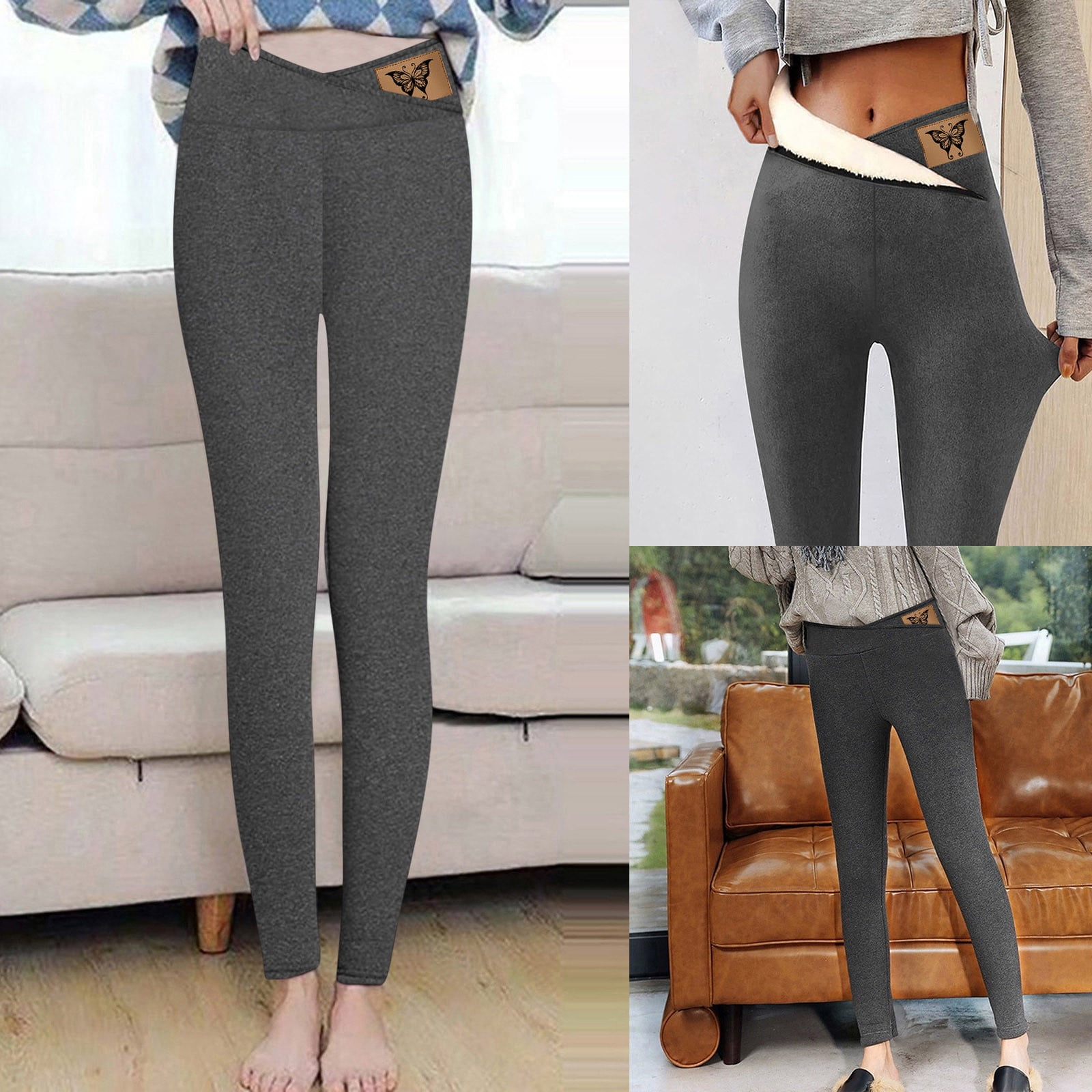 zanvin Fleece Leggings for Women Winter Warm Tights Plus Size Snow Pants Lined Thermal Clothes Dark Gray XL Walmart