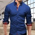 thumbnail image 3 of Camisa de manga larga azul rey, cuello de solapa, corte ajustado, transpirable y cómoda para el trabajo o los viajes, talla XL, 3 of 5