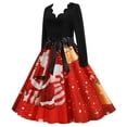 thumbnail image 1 of Robe Vintage Patchwork Rockabilly pour Femmes Robe de Fête de Noël avec Nœud, 1 of 7