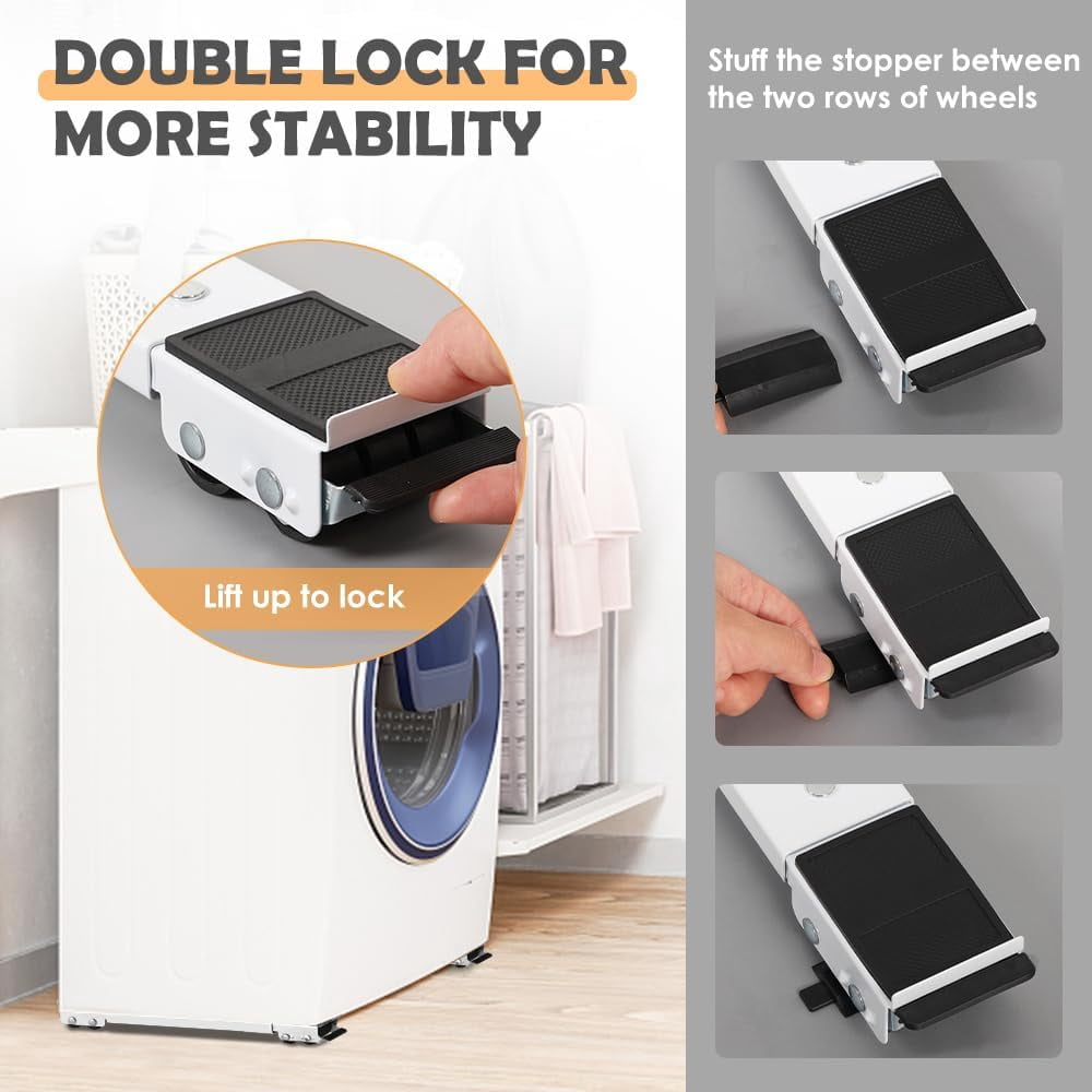 Appliance Rollers Heavy Duty Furniture Dolly Mobile Roller, Washing Machine Stand with Wheels Mobile Base for Refrigerators, Dryers, Washing Machines, Support 660 LB, White