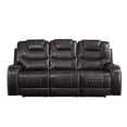 thumbnail image 2 of Motion Sofa with Leatherette Upholstery and Diamond Tufts, Dark Gray, 2 of 5