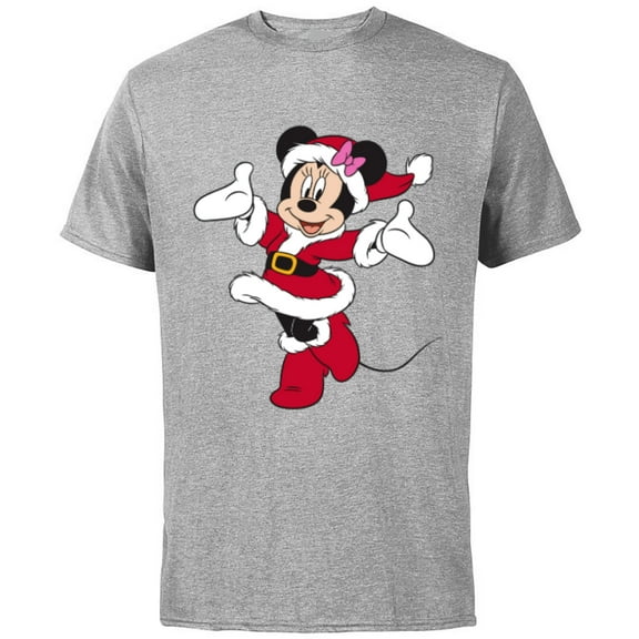 Disney Santa Minnie Mouse Holiday - Short Sleeve Cotton T-Shirt for Adults- Customized-Athletic Heather