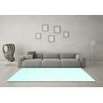 thumbnail image 3 of Ahgly Company Machine Washable Indoor Round Solid Turquoise Blue Modern Area Rugs, 5' Round, 3 of 4