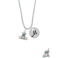 thumbnail image 2 of Delight Jewelry Resin Grey Hippopotamus Honey Silvertone Script Initial Disc - M - Charm Necklace, 20"+3", 2 of 4