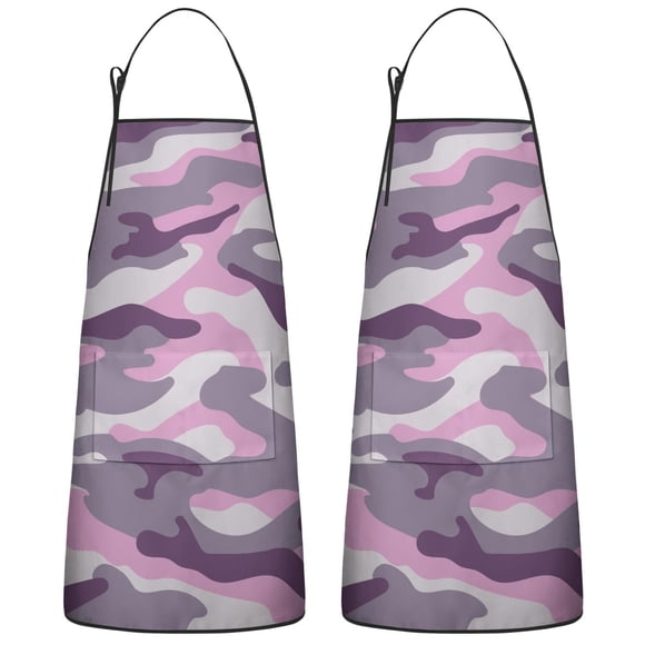Tabliers de Couple Camouflage Roses avec Poche, Tablier de Travail Chimique Imperméable, Tablier Bavoir pour Frère, Petit Ami, Mari, Tabliers de Cuisine pour Cuisine, BBQ Cool, Grillade (Ensemble de 2)