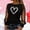 Black3#, variant on Women's Round Neck Long Sleeve Mesh Patchwork Top Glitter Heart Printed Sheer Blouse Romantic Design for Valentine's Day Party Daily Wear