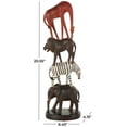 thumbnail image 3 of 6" x 21" Black Polystone Stacked Safari Animals Sculpture with Round Base, by DecMode, 3 of 9
