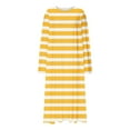 thumbnail image 5 of SuTry Women's Oversize Long Gown Pajamas Trendy for Fall Long Sleeve Stripe Contrast Color Comfortable Pajamas for Home Homewear(Yellow#4,4XL), 5 of 5