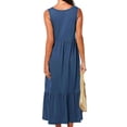 thumbnail image 5 of Franhais Women Long Maxi Dress, Sleeveless V-neck Solid Slip Loose Summer Midi Streetwear Dress, 5 of 6