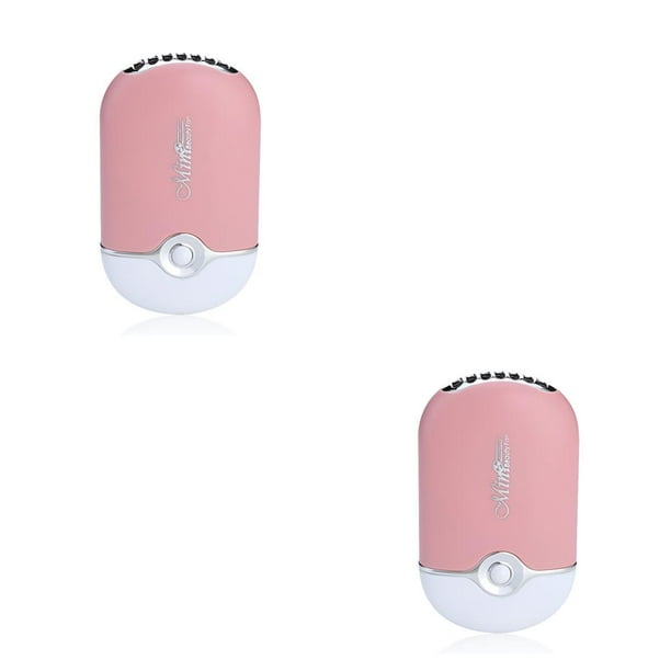 Vogacara Mini ventilador para injerto de pestañas, funcionamiento portátil con botón de mano, enfriador de 5V con cuerda colgante, secador de Rosado 2piezas