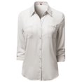 thumbnail image 1 of FashionOutfit Women's Lace Embroidered Chiffon Button Down Shirt Blouses, 1 of 3
