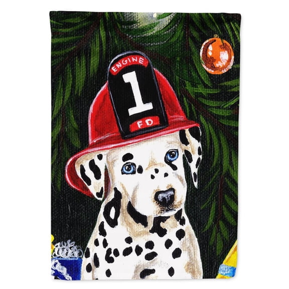 Carolines Treasures AMB1317CHF Fire Fighter Christmas Dalmatian Flag Canvas House Size  Large multicolor