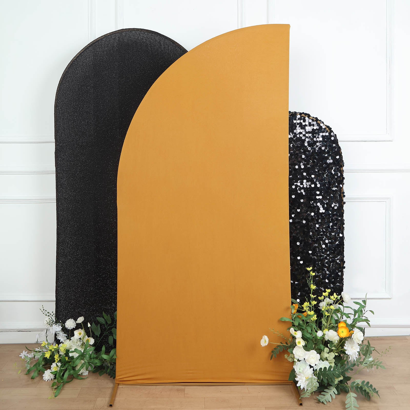 Efavormart 7ftx3ft Matte Gold Fitted Spandex Half Moon Wedding Arch ...